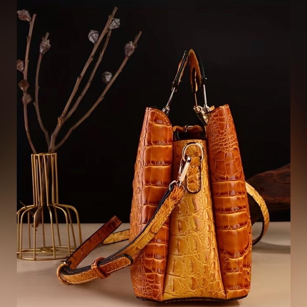 Gold Crocodile Satchel NWT - Picture 3 of 7